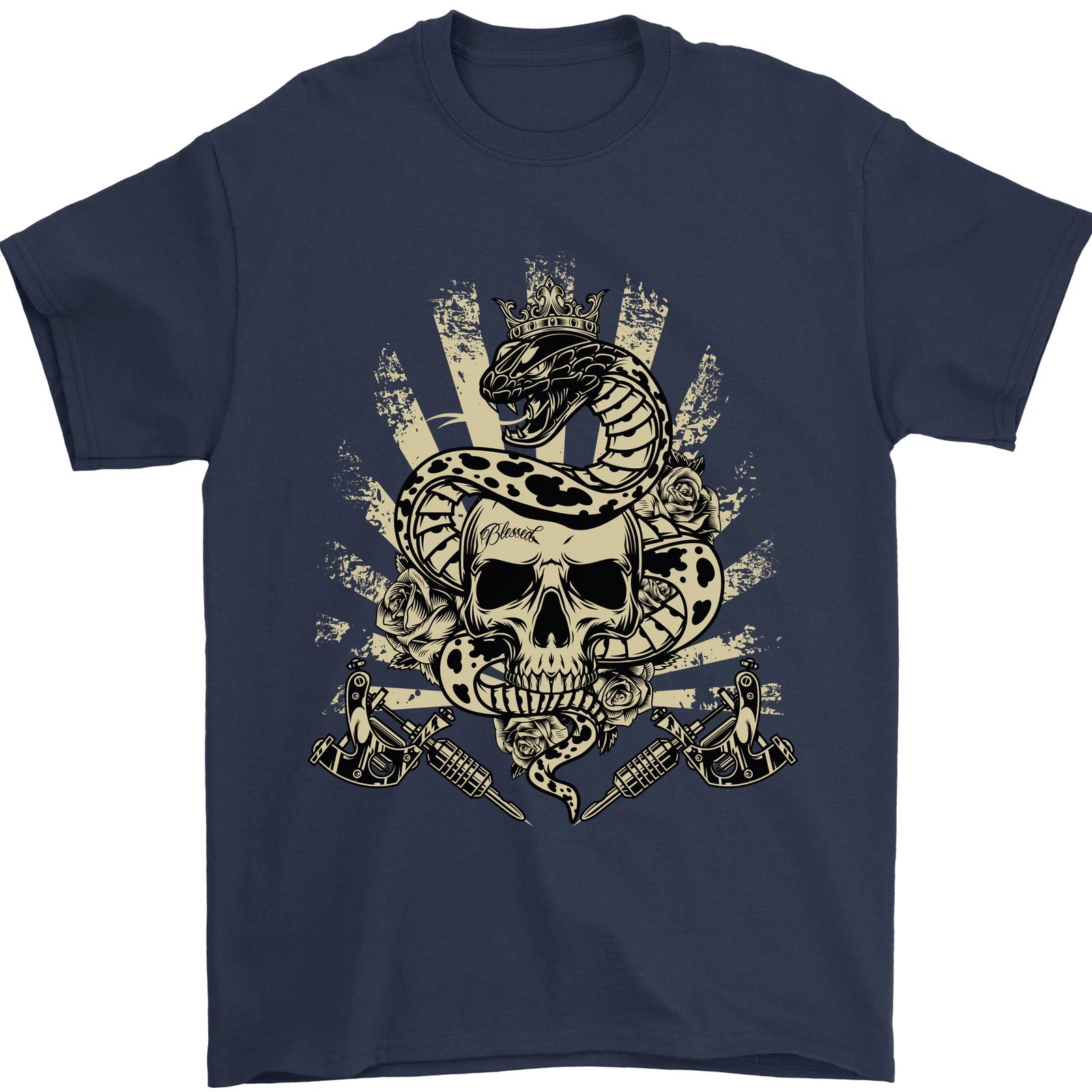 Tattoo Skull Snake Tattooist Biker Gothic Mens T-Shirt 100% Cotton
