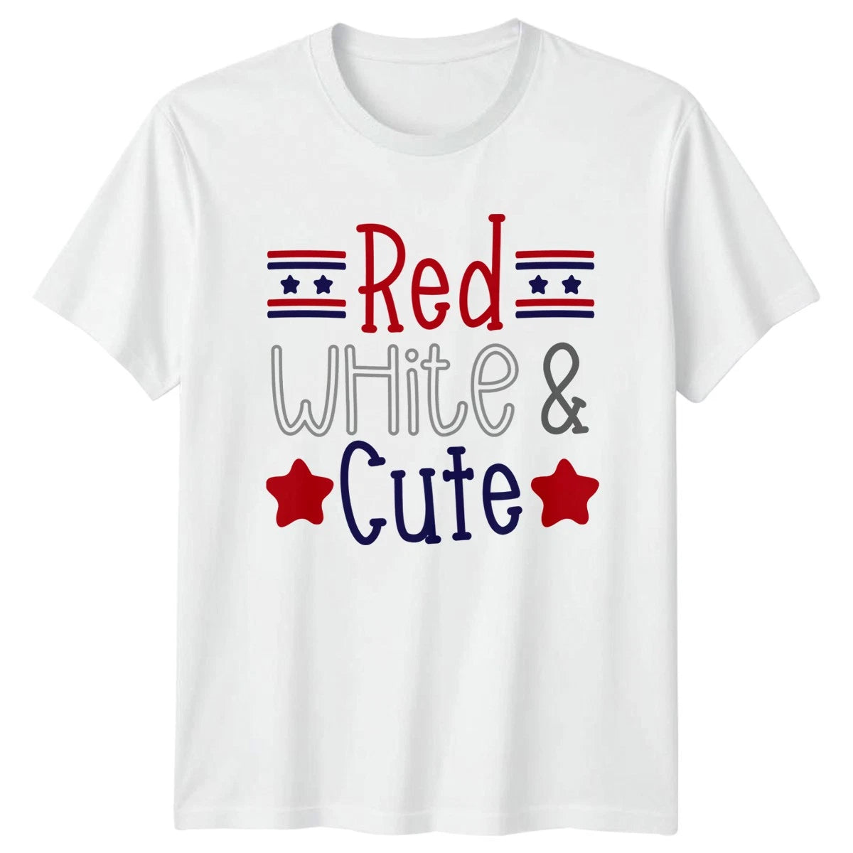 Red White & Cute Womens T-Shirt 4th Of July Patriotic Gift For Her