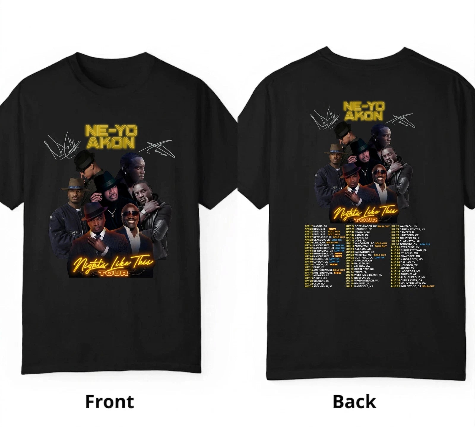 Ne-Yo Akon Nights Like This Tour Shirt, Tour Dates T-Shirt, Music Lovers Gift