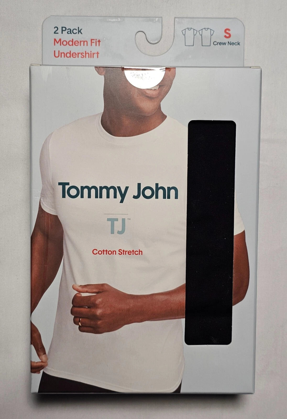 Tommy John Cotton Stretch Modern Fit Undershirt - Small - Black - 2-Pack