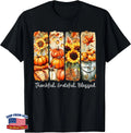 Grateful Thankful Blessed Happy Thanksgiving Pumpkin Womens T-Shirt