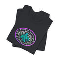 Breathe In Courage Exhale Doubt Eagle Patch Graphic Tee magenta glow teal