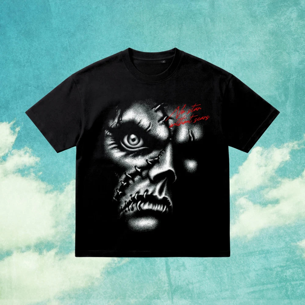 Scars Of A Star Horror Graphic Tshirt Dark Aesthetic Streetwear S-5XL