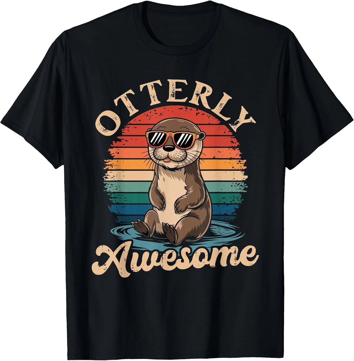 Otterly Awesome Funny Otter Sea Animal Retro T-Shirt