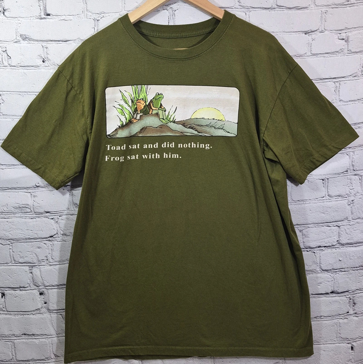 Frog and Toad Adult Size XL T-Shirt Toad Sat And Did Nothing Frog Sat With Him