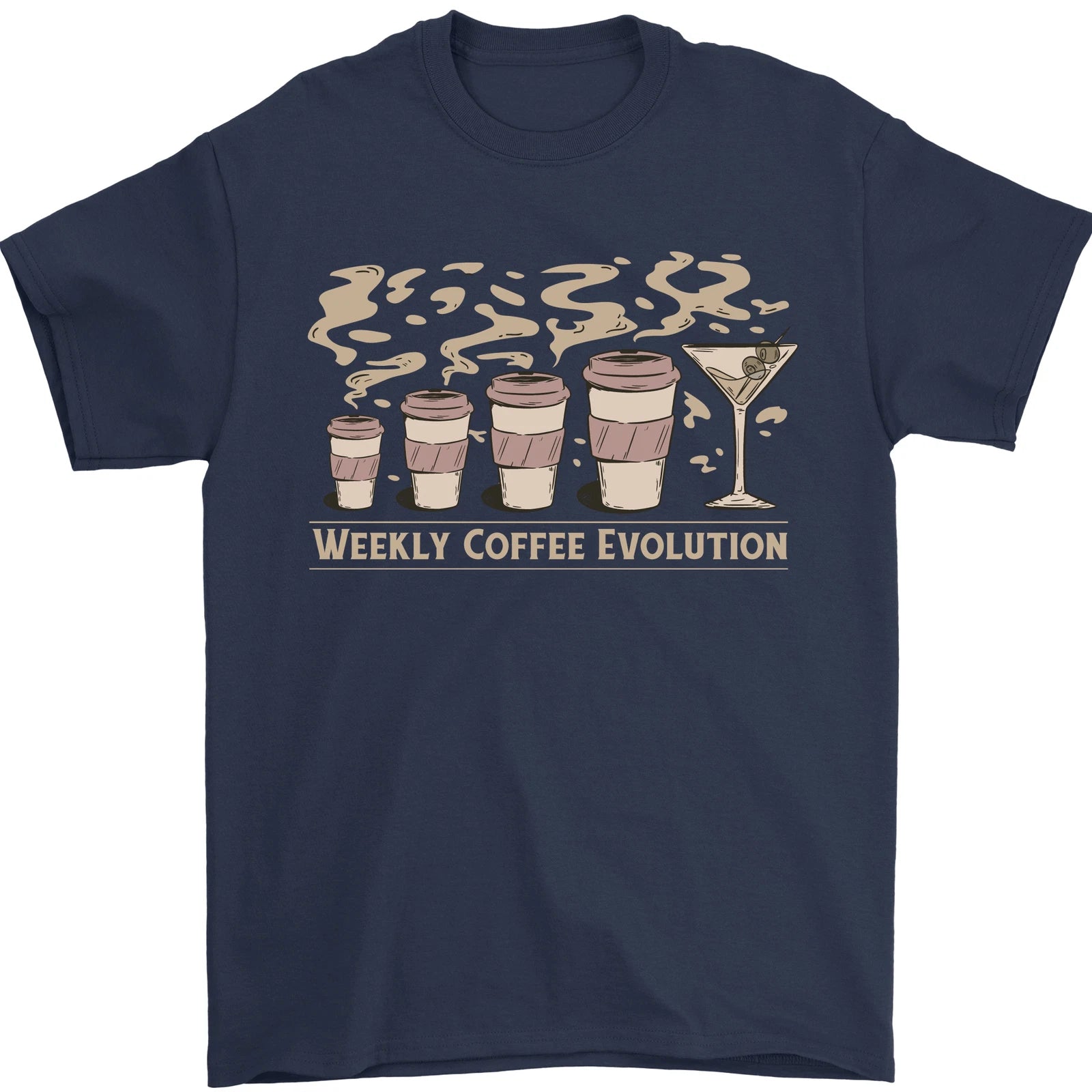 Funny Weekly Coffee to Alcohol Evolution Wine Mens T-Shirt 100% Cotton