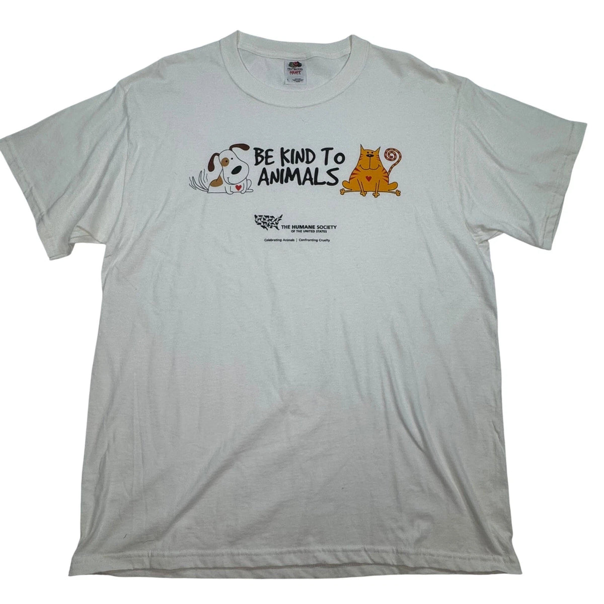 Fruit of the Loom Humane Society Be Kind To Animals Graphic T-Shirt White Large