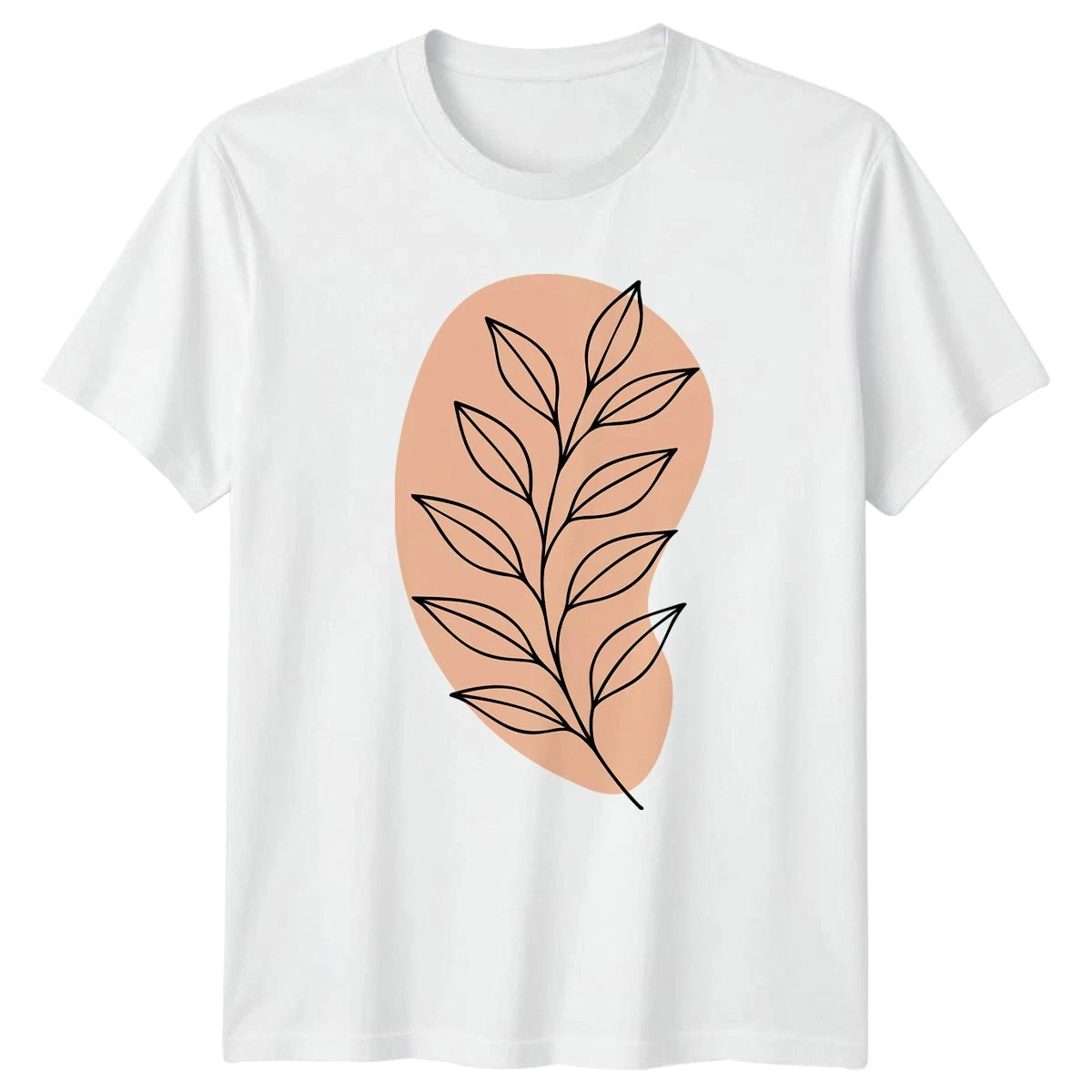 Botanical Leaf Outline T-Shirt Minimalist Art Nature Birthday Gift For Him