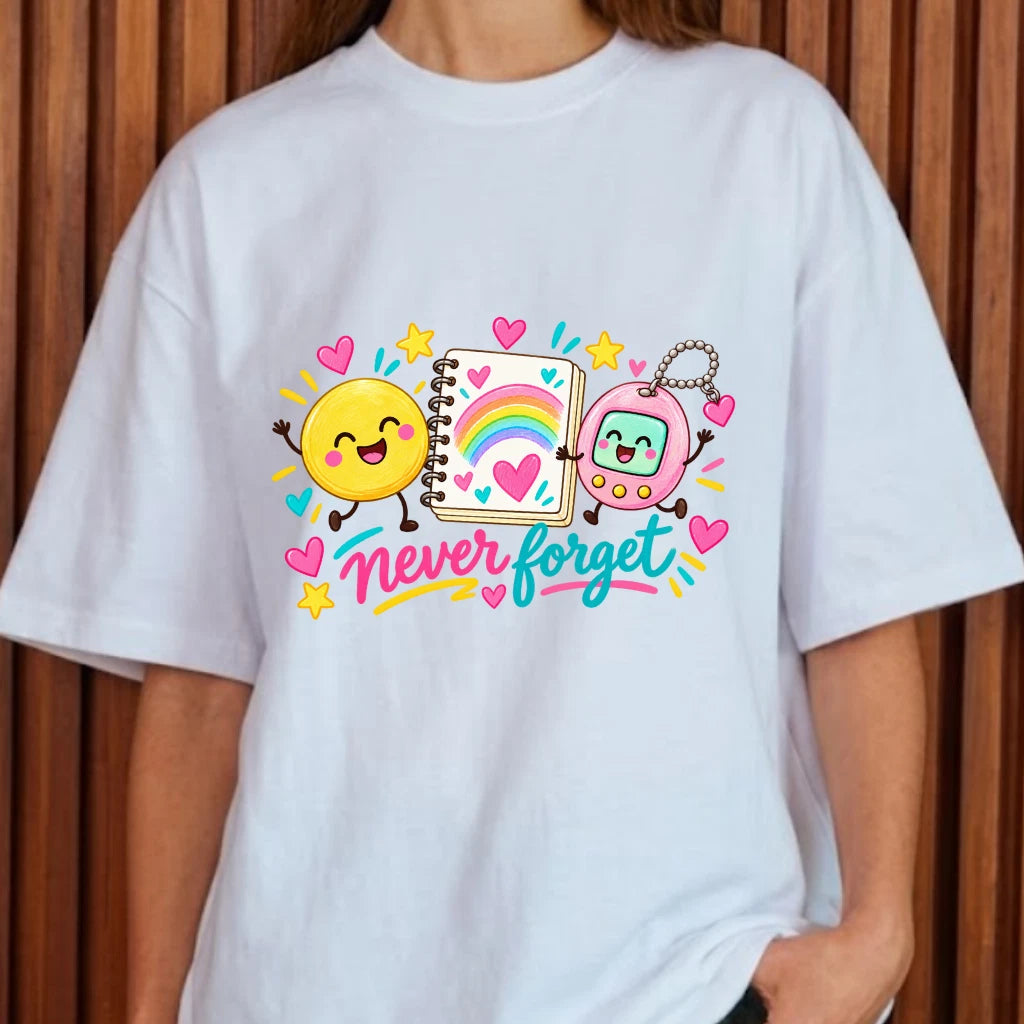 Cute 90s Nostalgia Tee Never Forget Keychain Kids Graphic Shirt Sweet Retro 80s