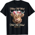 Follow The Word Not The Herd Christian Western Highland Cow T-Shirt
