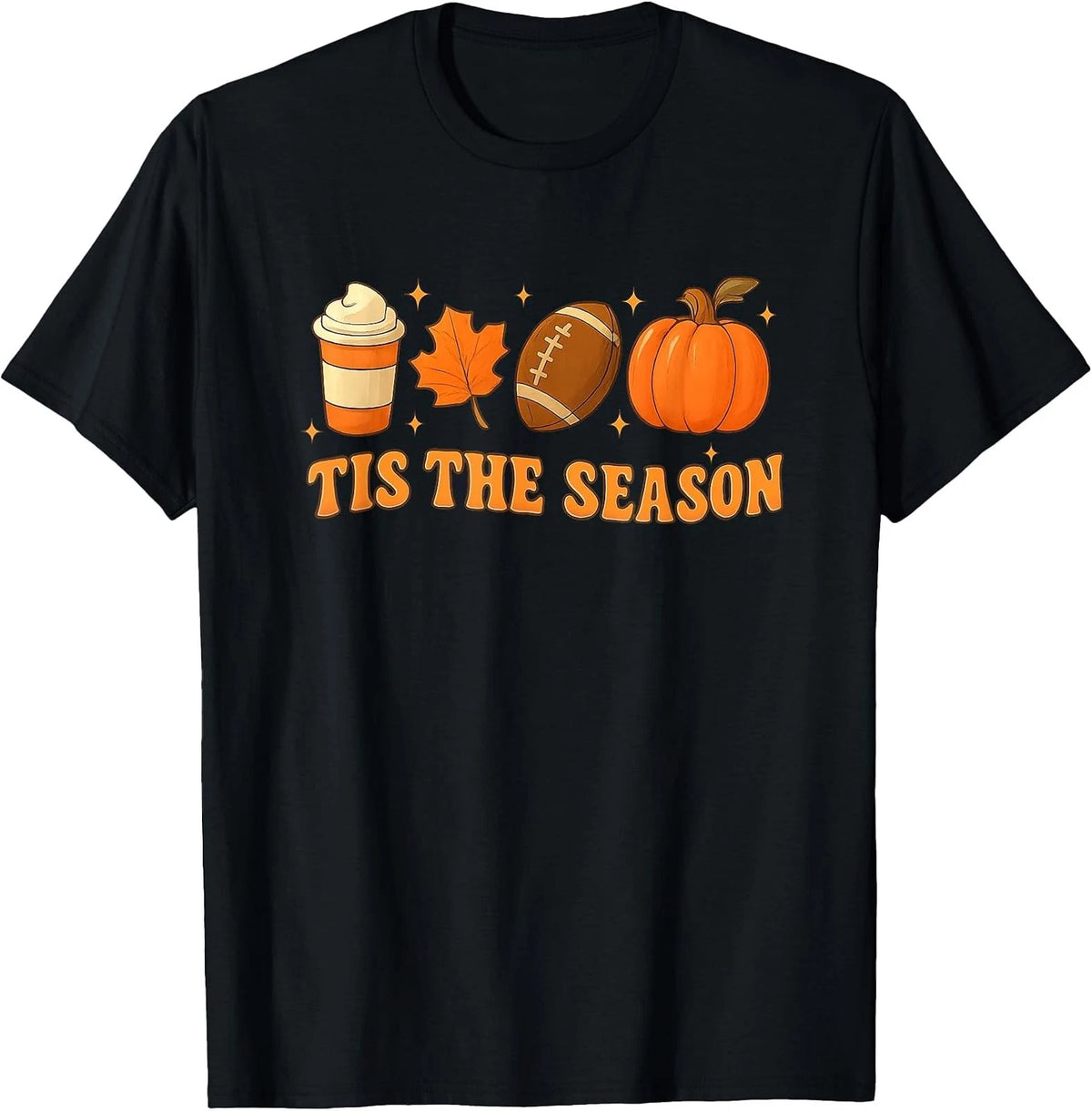 Fall Pumpkin Leaf Latte Thanksgiving Football T-Shirt - Celebrate the Season!