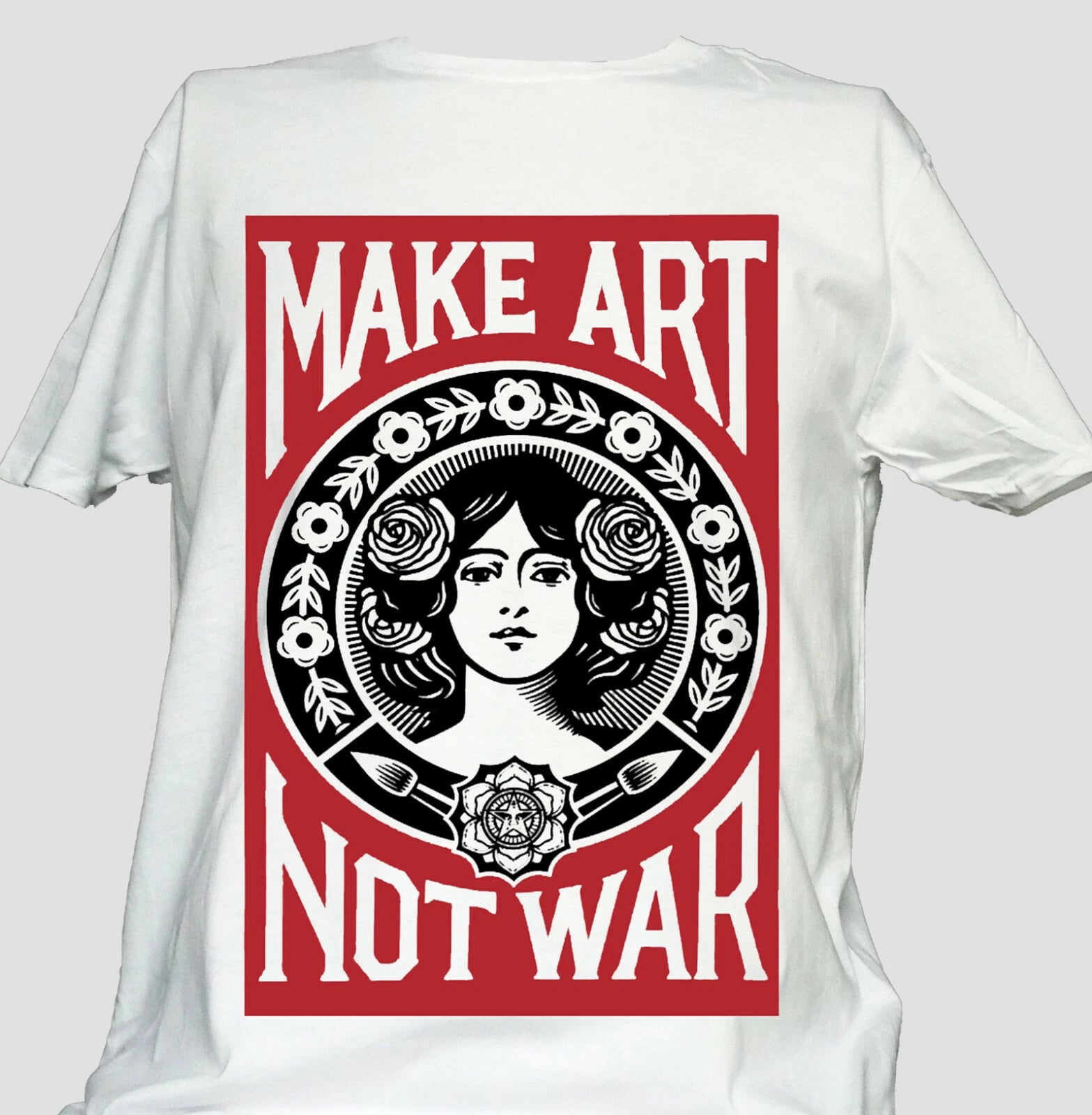 Make Art Not War Peace Rebel Pacifist T-shirt Unisex White Short Sleeve S-3XL