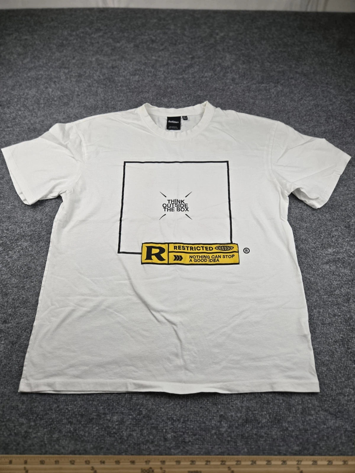 Outfitters Think Outside The Box Large  T-Shirt - Unisex White Tee #617
