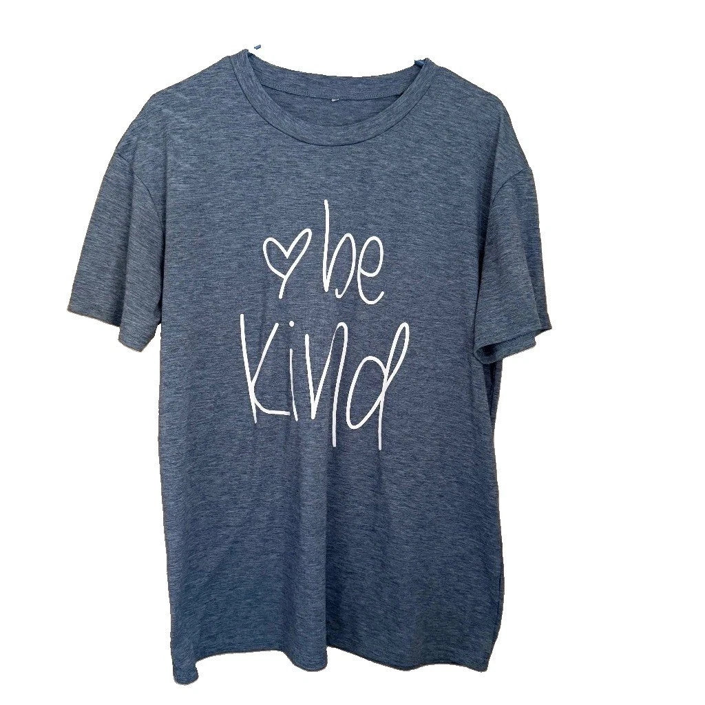 Be Kind Graphic Tee Heather Blue Cotton Blend Short Sleeve T-Shirt XL Minimalist