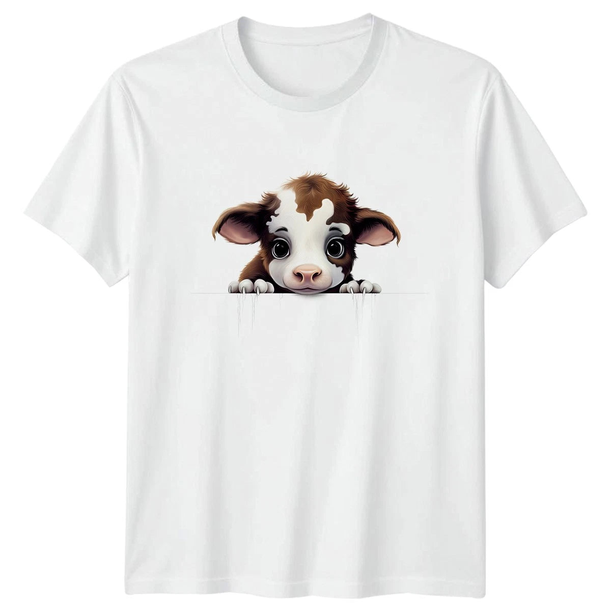 Cute Peeking Baby Cow T-Shirt Cattle Farm Animal Birthday Gift For Him And Her