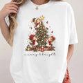 Merry And Bright Christmas Shirt Vintage Angel Tree Graphic Tee Gift