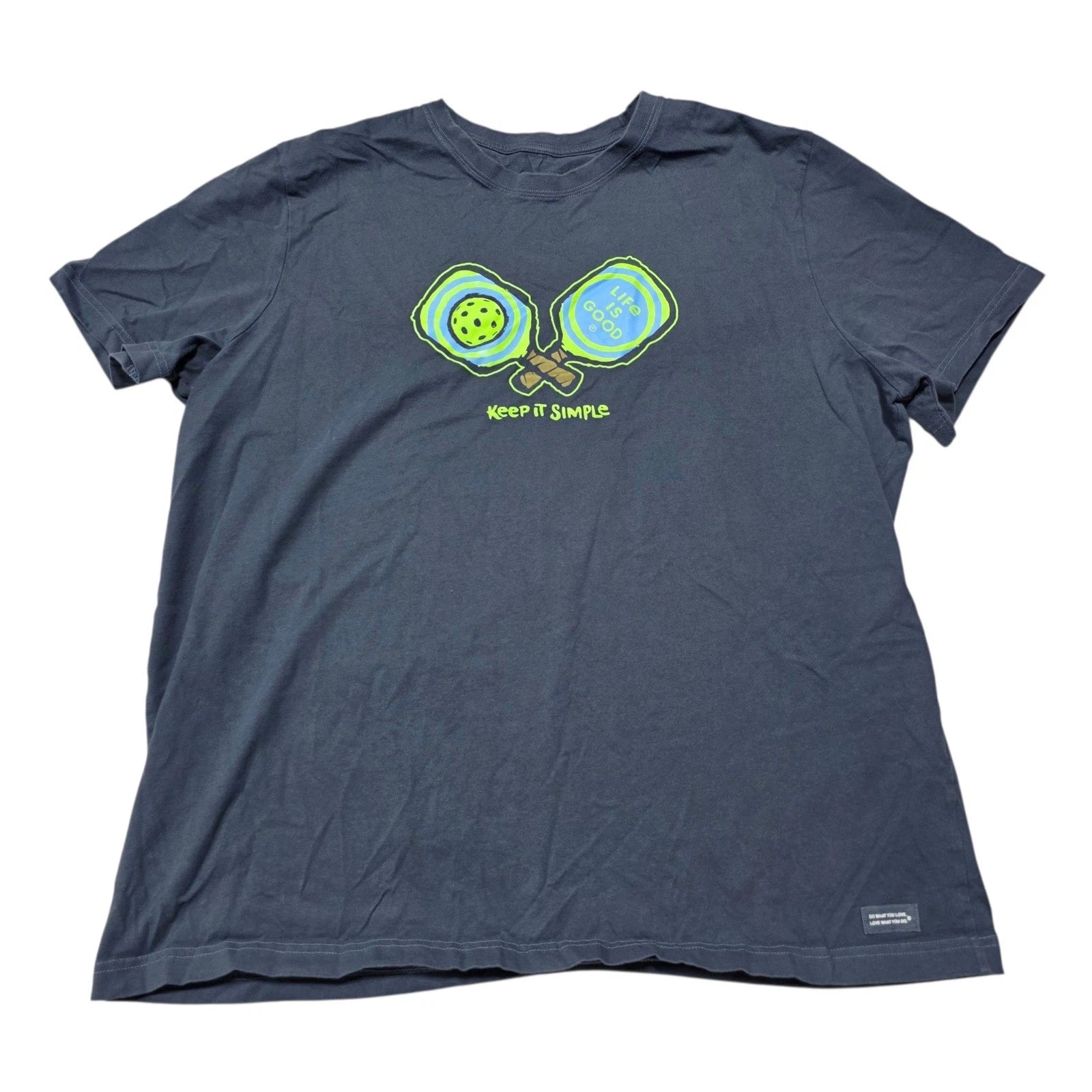 Life Is Good T-Shirt Mens XXL Blue Pickleball Keep It Simple Graphic Tee Cotton