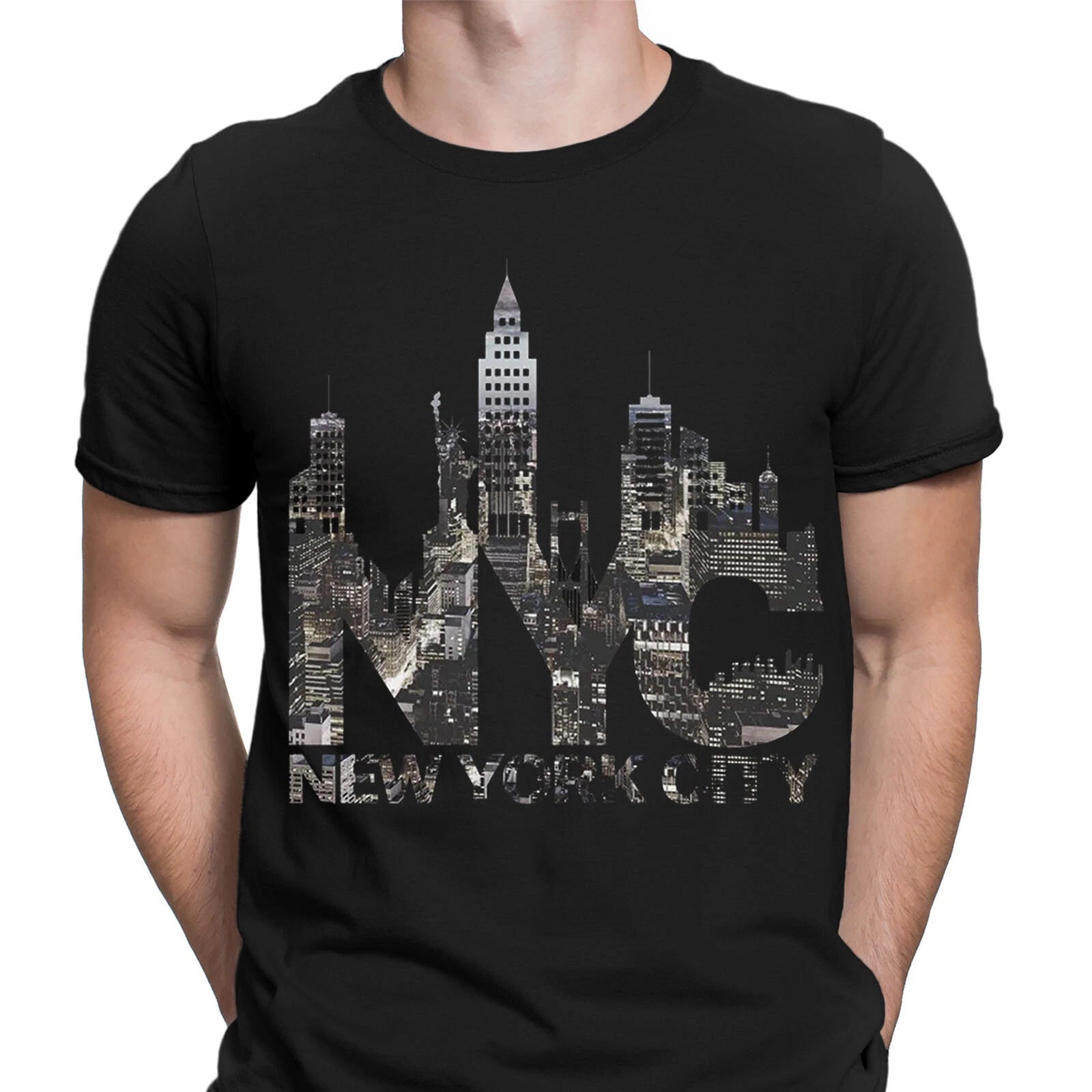 New York City Skyline Nyc Imagine Party Retro Vintage Mens T-Shirts Tee Top #NED