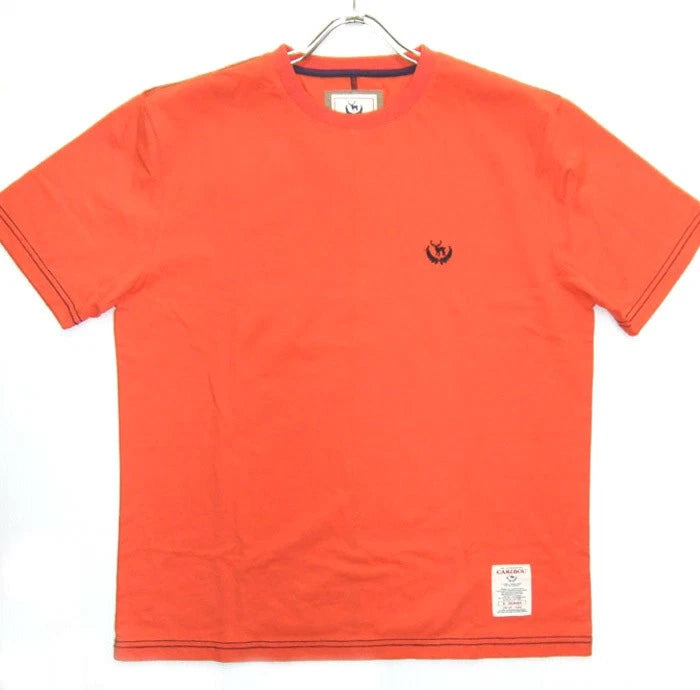 T shirt One Point Embroidery Simple Large Size Orange 2L Caribou CBC 1158 One of
