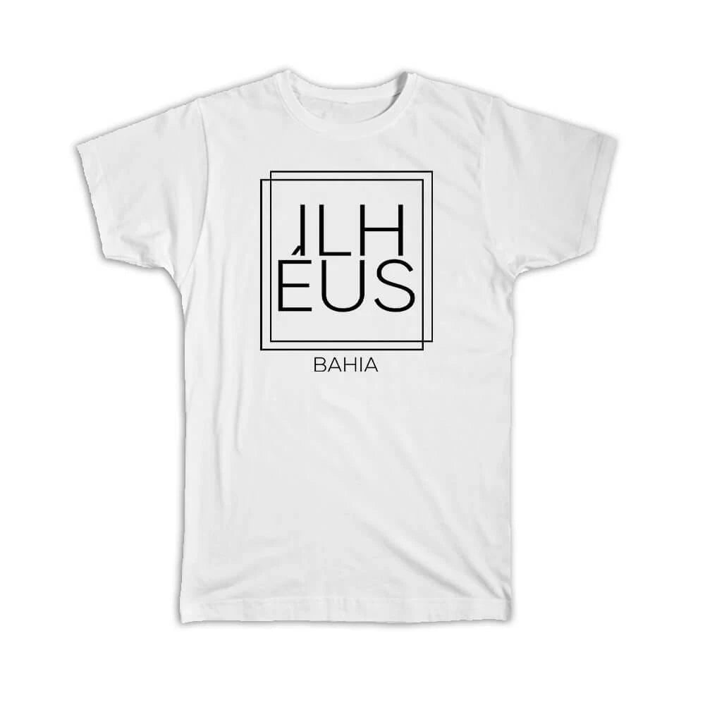 Gift T-Shirt : Ilheus Bahia Square Modern Minimalist Font