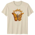 Grateful Womens T-Shirt Butterfly Cross Autumn Fall Gift For Her