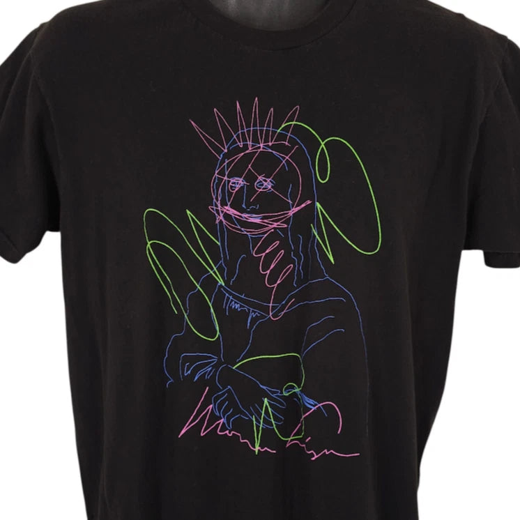 Mona Lisa T Shirt Mens Size Large Black Leonardo Da Vinci Universal Man Art Tee