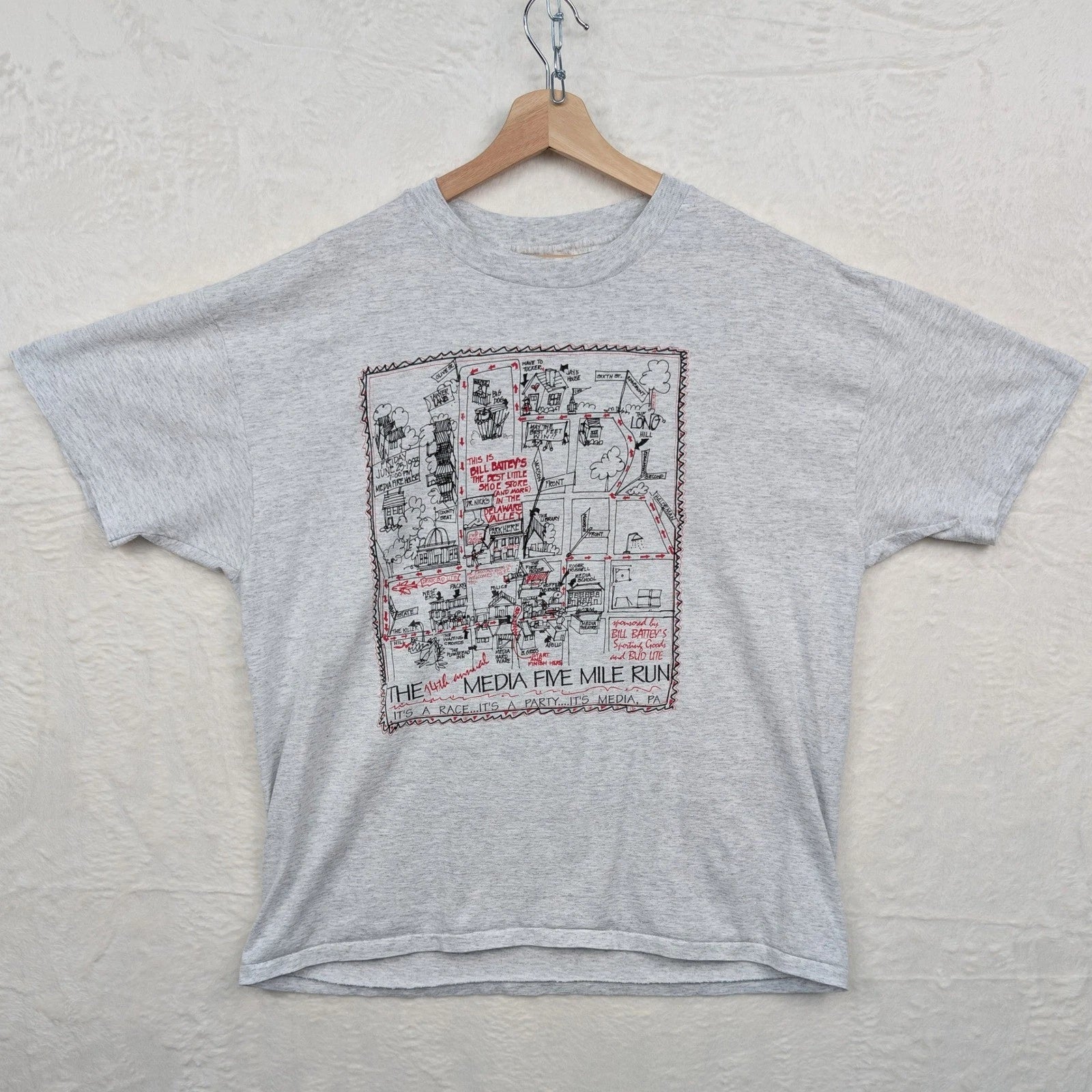 VTG Hanes T-Shirt Men XL Gray Bud Light Beer Single Stitch Run Graphic USA 90s