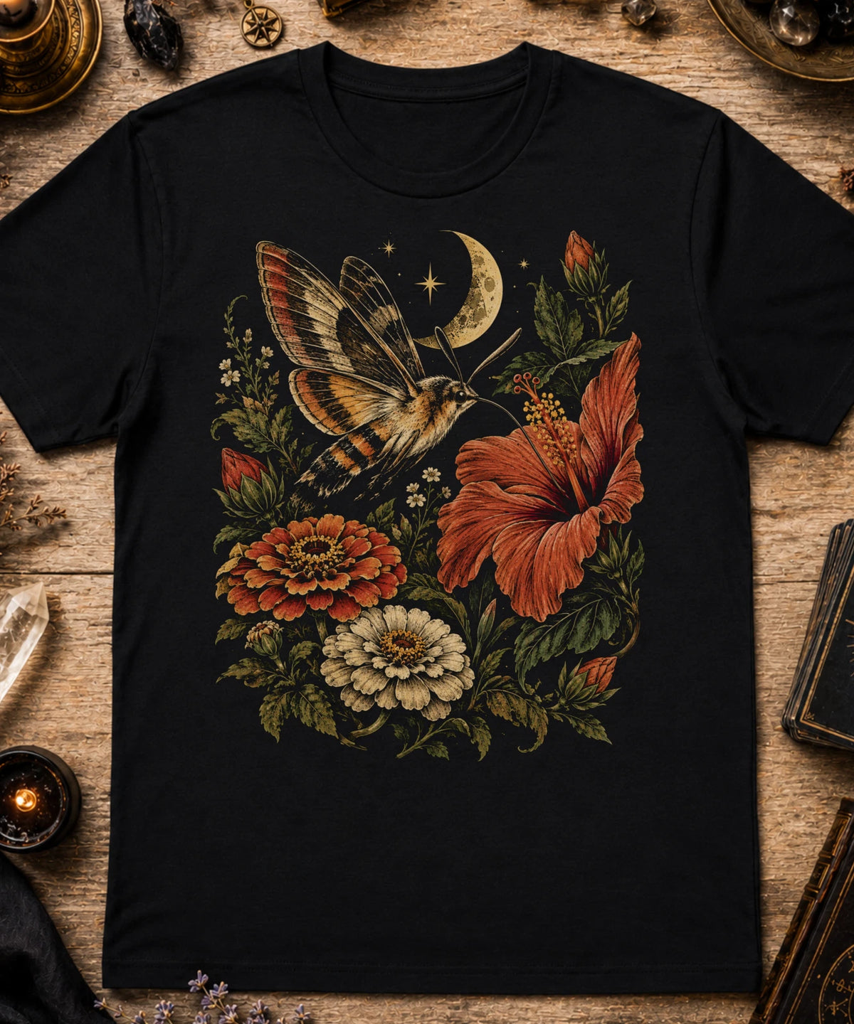 Hummingbird Moth T-Shirt Botanical Garden Nature Cottagecore Moth  Tee  XS-5XL