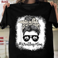 Bleached Life Wrestling Mom Leopard Messy Bun Glasses T-Shirt for Women, Mothers