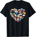 Love to Read Book Lover Book Heart Funny Design Unisex T-Shirt Image 1 of 3
