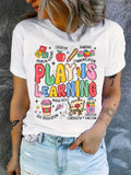 Play Is Learning Teacher Letter Printed T-Shirt, Back to T-Shirt