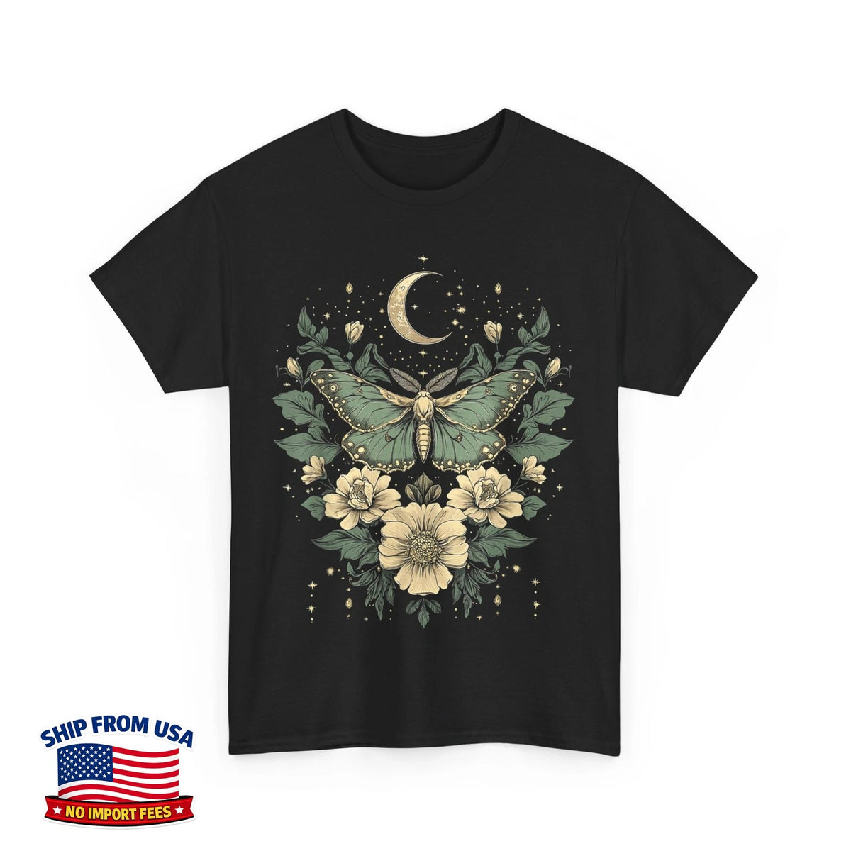 Goblincore Moth and Butterfly Moonphases flowers Cottagecore Unisex T-Shirt