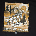 Pacific Northwest Lineman Rodeo T Shirt Mens Size XL Black 2016 USA Bayside OR