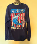 Guy Harvey Original Marlin American Flag Long Sleeve Fishing Shirt Navy L