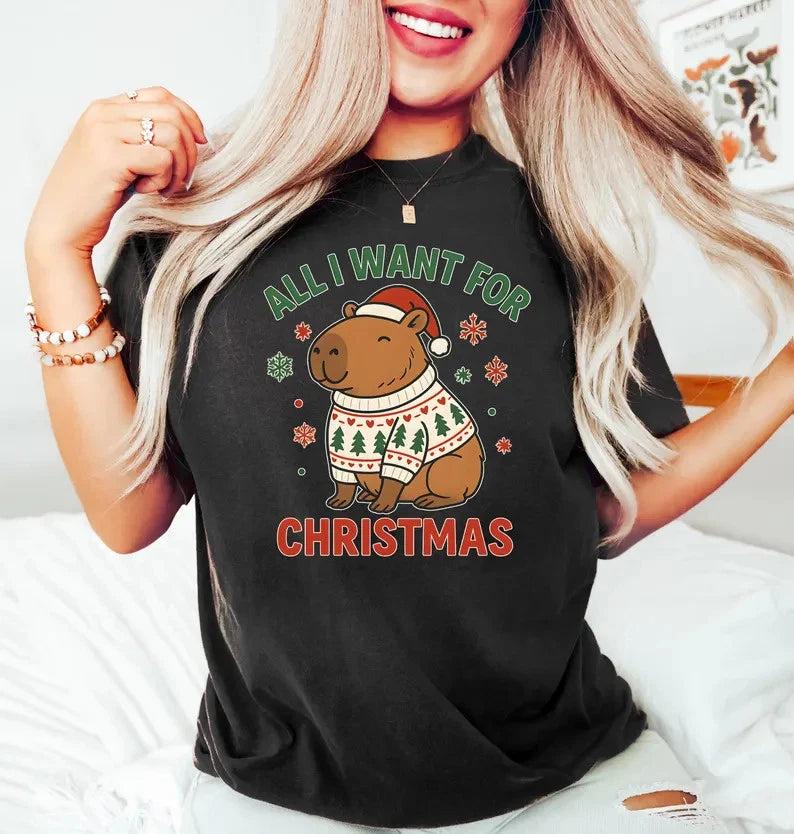 All I Want For Christmas Capybara Shirt, Capybara Christmas T-Shirt