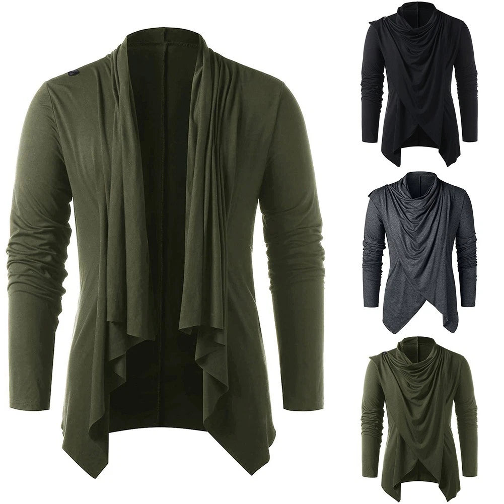Sleek Men's Asymmetrical Cardi Top for a Modern Casual Look with Sleeves
