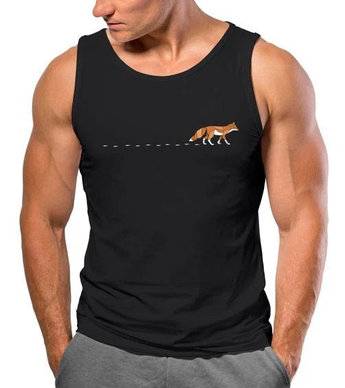 Mens Tank Top Fox Fox Forest Animal Print Logo Print Badge Fashion Street Style