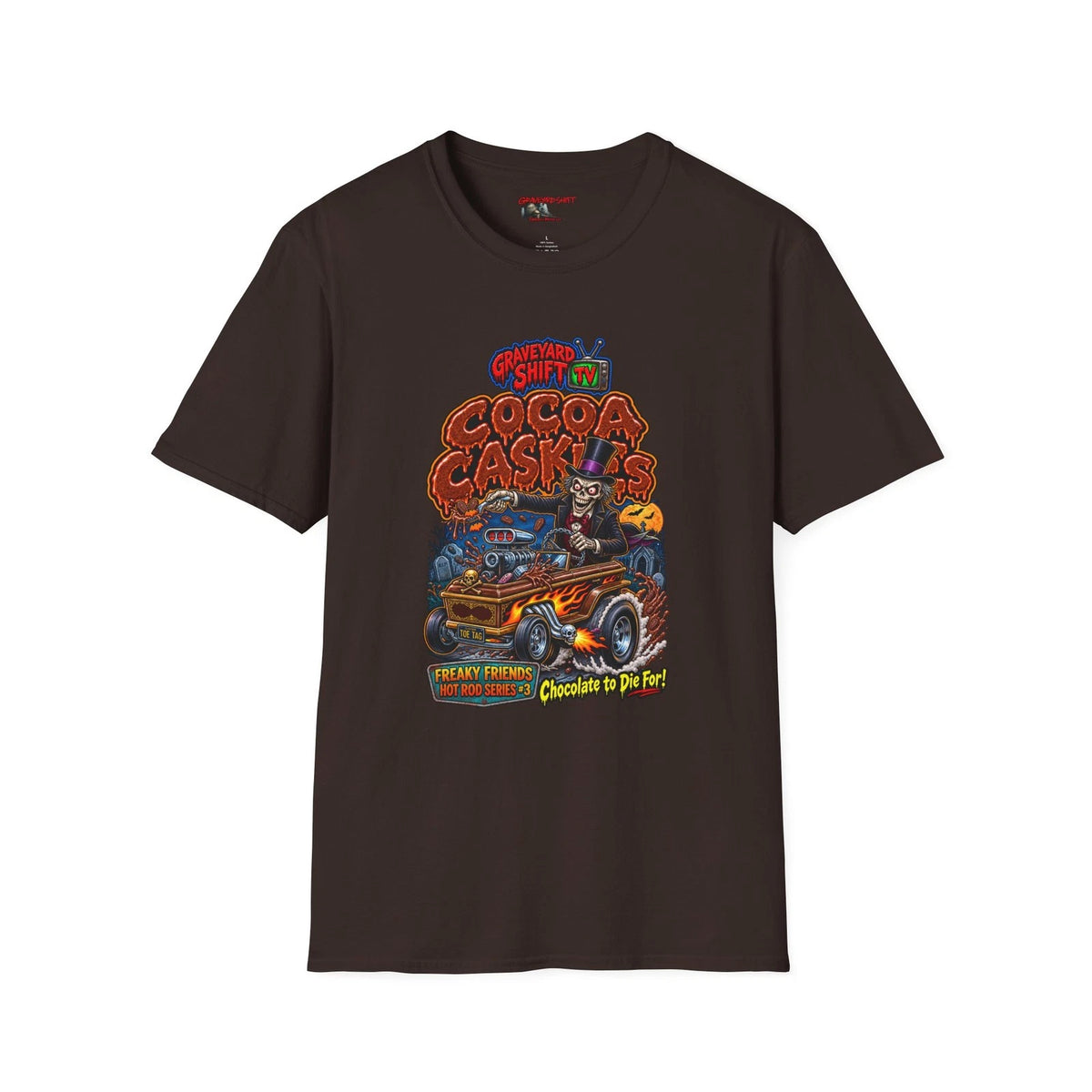 Horror T-Shirt Hot Rod Cocoa Caskets Freaky Friends Unisex