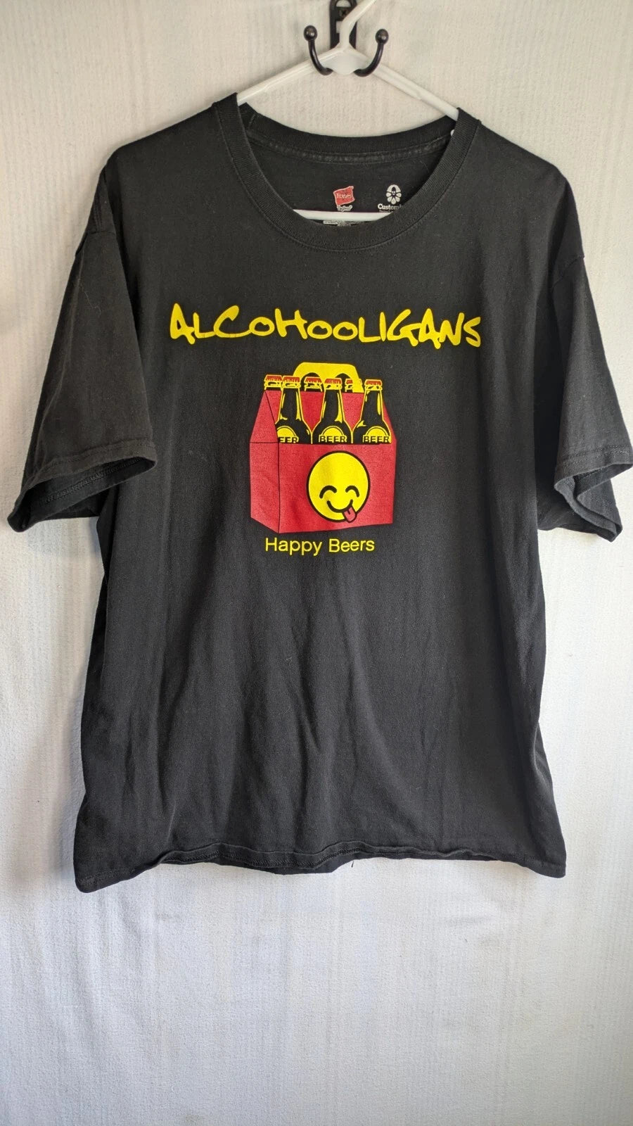 Funny T Shirt Men's XL Black Happy Beer