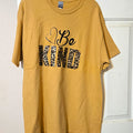 Gildan Tan “Be Kind” Heart Graphic Print Crew Neck Short Sleeve Tee