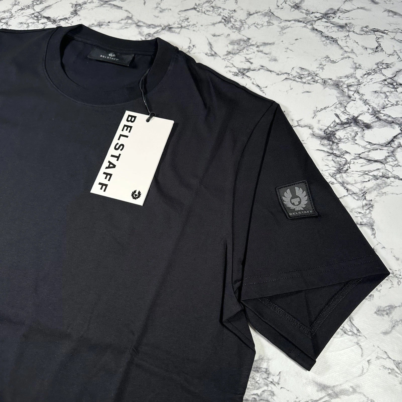 BELSTAFF Mens Black Thom Sleeve Logo T Shirt SIZE XL BNWT Authentic