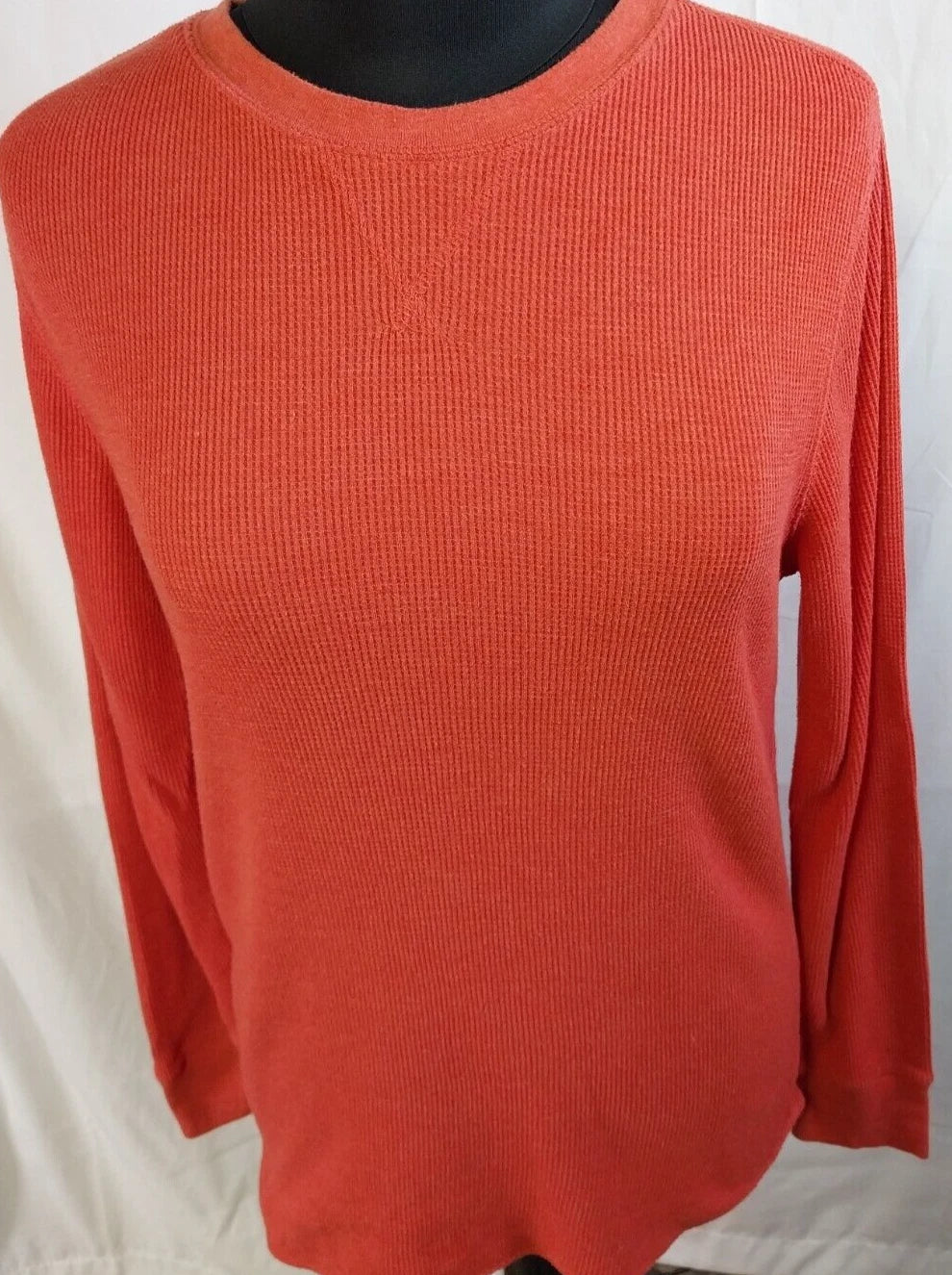 Gap Mens Waffle Knit Thermal Cut Shirt Size Medium Long Sleeve burnt orange