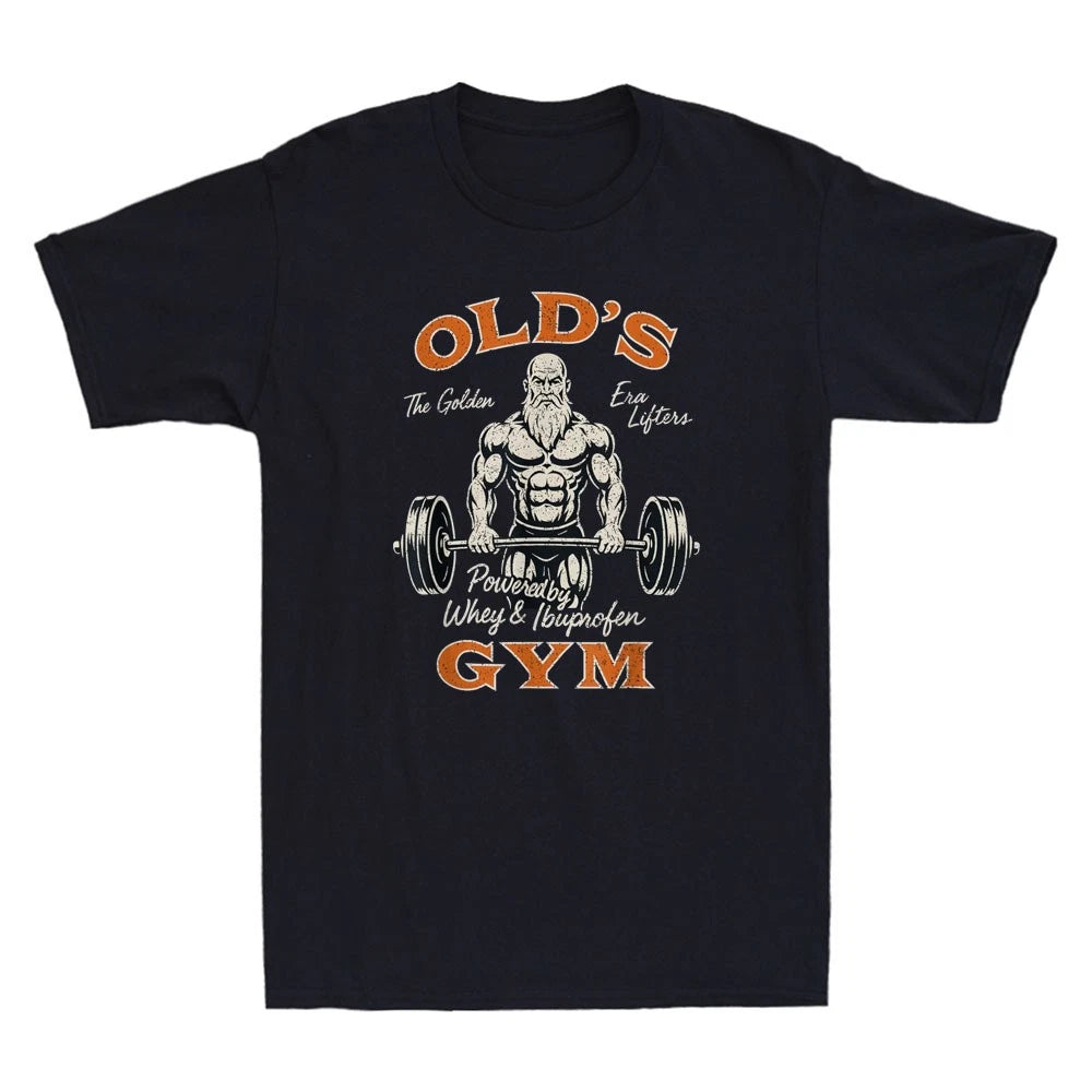 Old's Gym Funny Old Men Workout Parody Dad Grandpa Weightlifting Men's T-Shirt