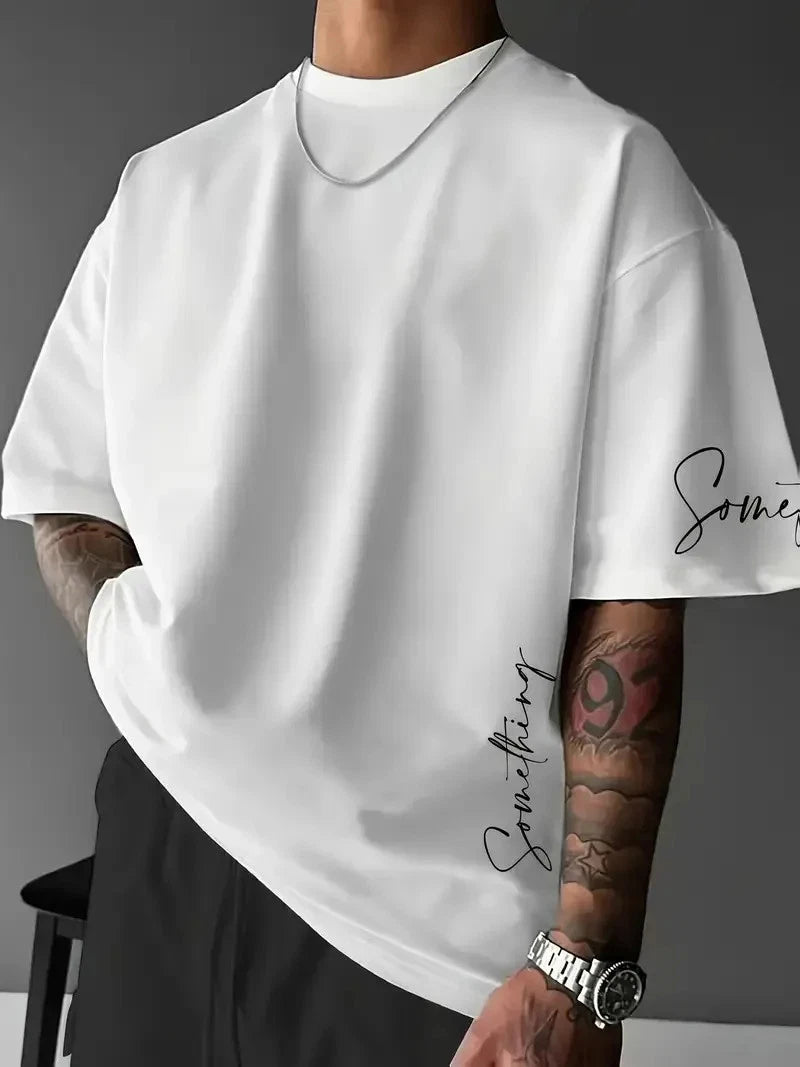 new men's T-shirt features a casual fashionable comfortable soft 3D striped top