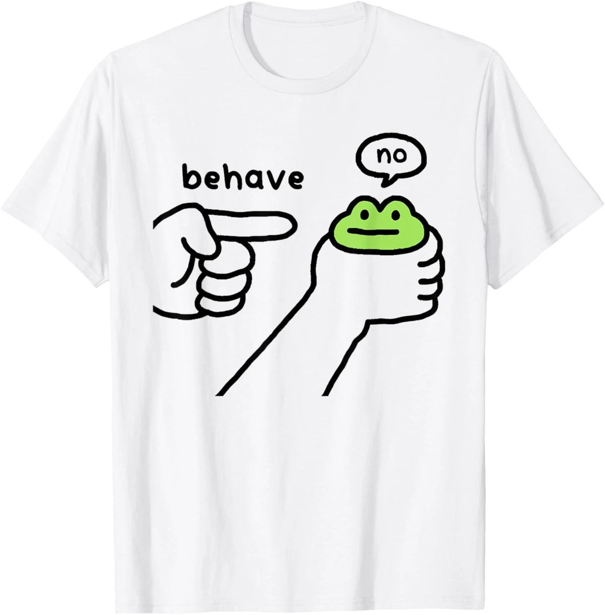 Dishonest Frog Funny Frog Meme Behave No Cartoon Design T-Shirt unisex T-Shirt Image 1 of 4