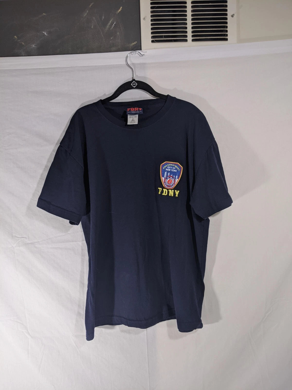 FDNY Official Firefighter Department Navy Blue Short Sleeve Shirt XL Torkia