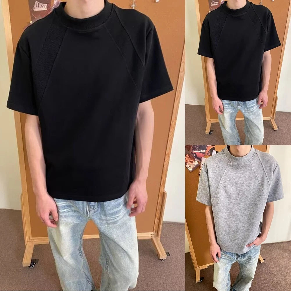 For Men For Street Style Men's T-shirt Splicing Design Daily Life Short Sleeves