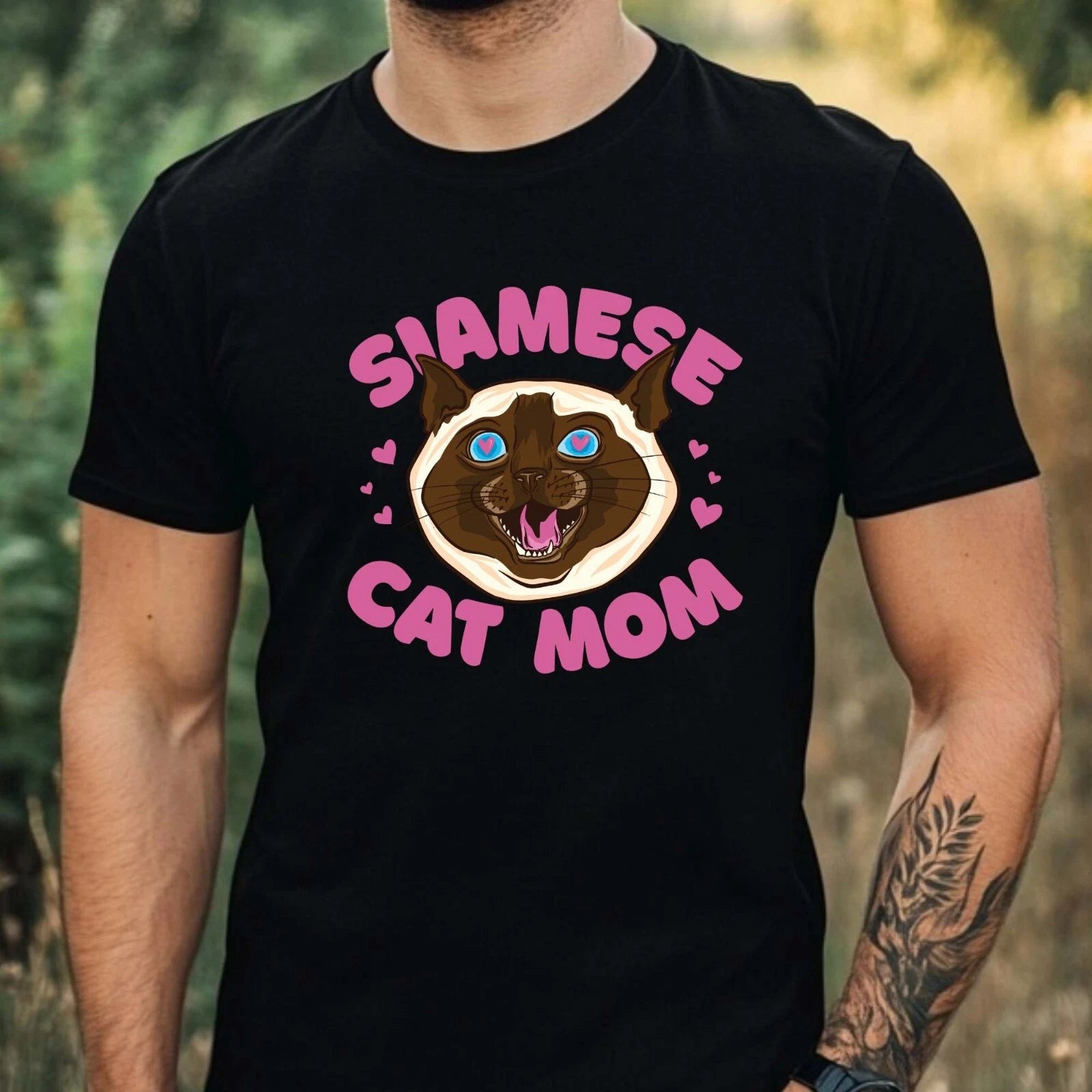 Mens Funny Cat Print Cotton T-Shirt Size XS to 5XL