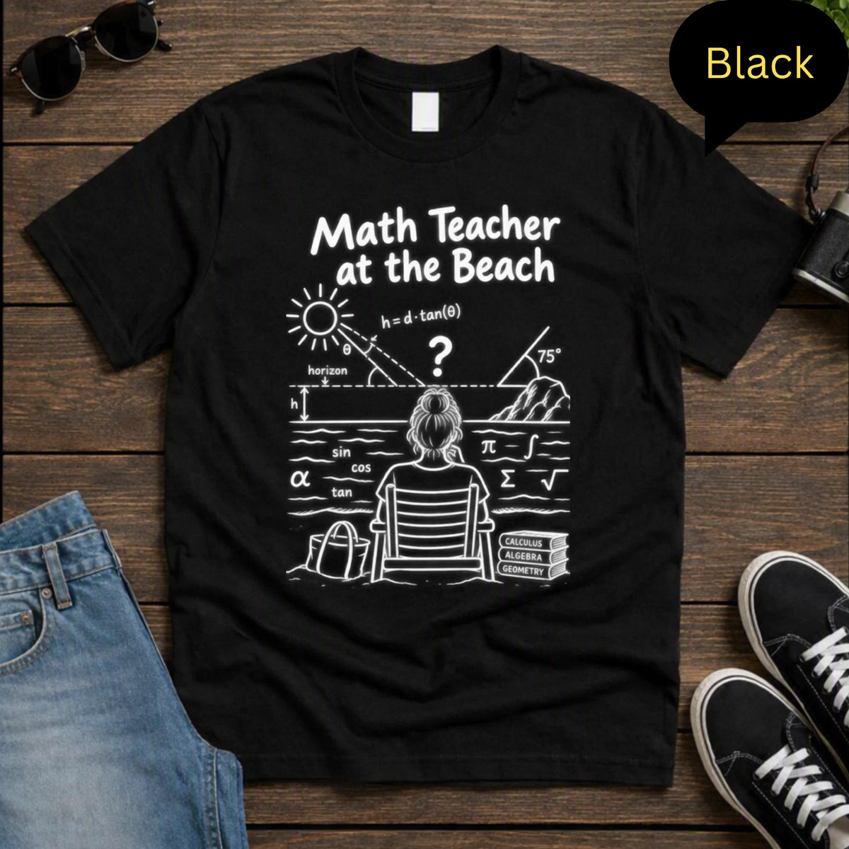 Math Teacher At The Beach Funny Geometry Summer Vacation T-Shirt Tee
