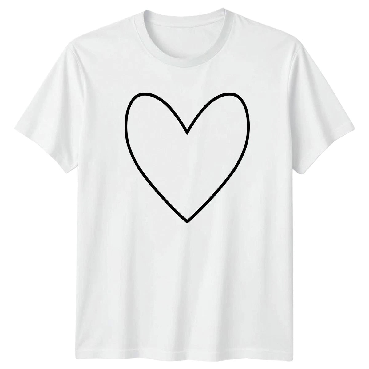 Simple Hand Drawn Heart Outline T-Shirt Minimalist Art Love Valentines Day Gift